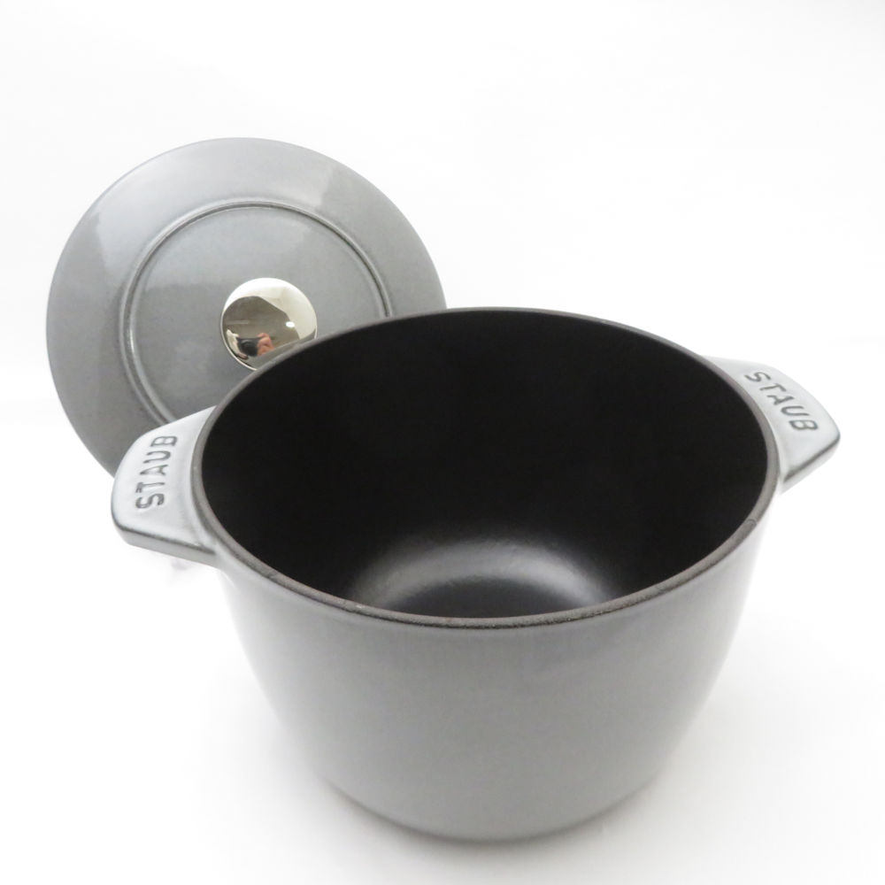 STAUB - 美品 STAUB ストウブ ラ ココット de GOHAN 両手鍋 16cm カンパーニュ ほうろう ホーロー SM3857Z 美品 STAUB ストウブ ラ ココット de GOHAN 両手鍋 16cm