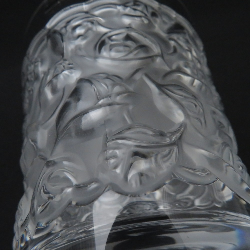 美品 LALIQUE ラリック ローズ タンブラー クリスタル クリア ロックグラス オールドファッション SU11080K1 美品 LALIQUE ラリック ローズ タンブラー クリスタル クリア