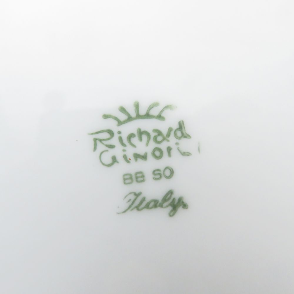 リチャードジノリ ボンジョルノ.ブルーロゴ .パスタ皿24ｃｍ２枚ペア　未使用 美品 Richard Ginori リチャードジノリ ボンジョルノブルーロゴ