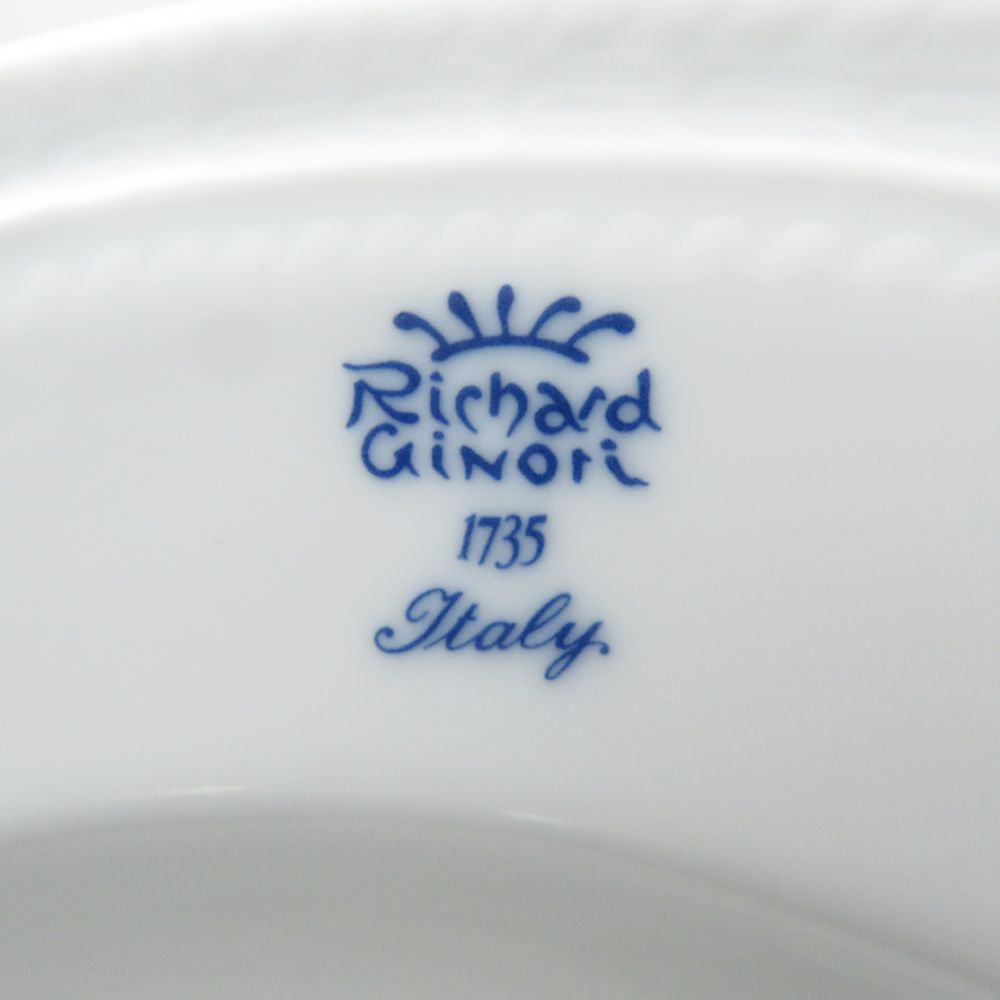 リチャードジノリ ボンジョルノ.ブルーロゴ .パスタ皿24ｃｍ２枚ペア　未使用 美品 Richard Ginori リチャードジノリ ボンジョルノブルーロゴ