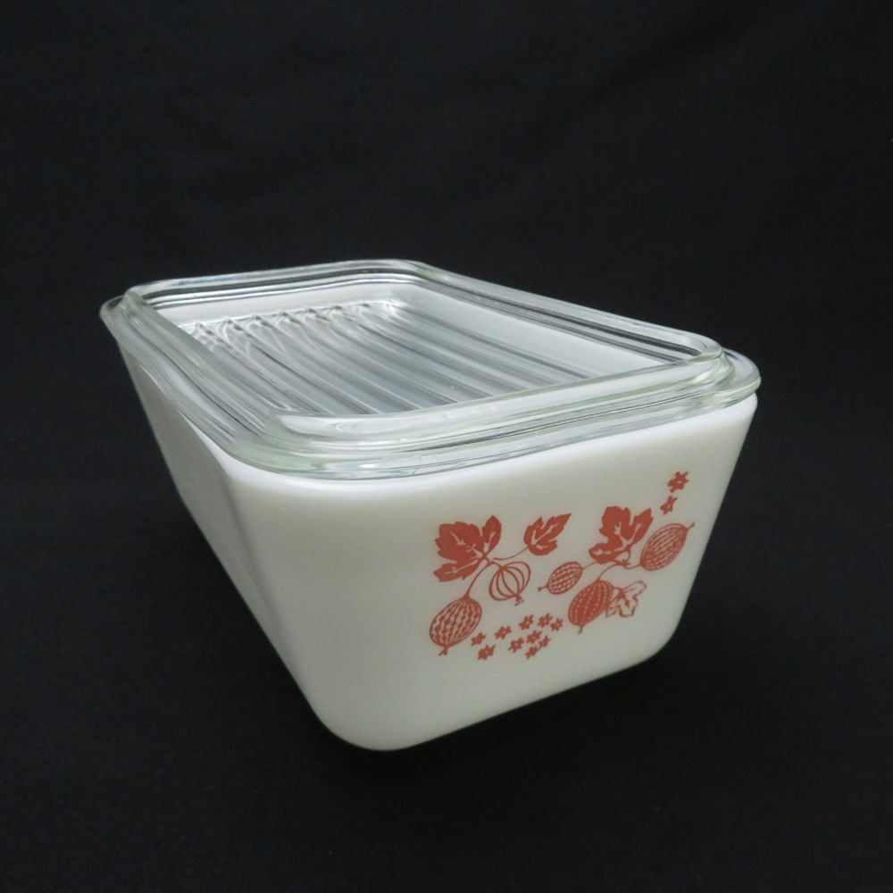 オールド パイレックス グーズベリー レフリジレーター ミルクガラス