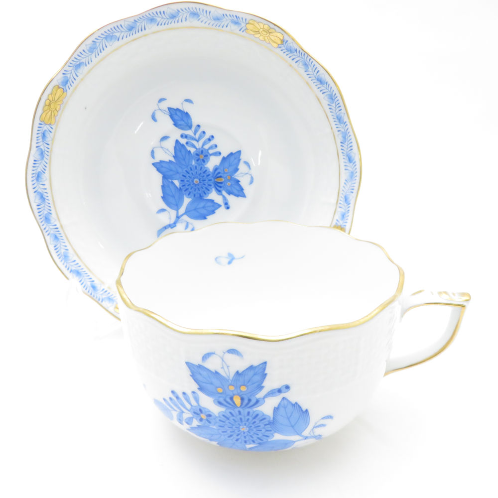 Herend - 美品 Herend ヘレンド アポニーブルー(AB)724 ティーカップ＆ソーサー 2客 ペア シノワズリ 青 花 金彩 SU9509S2 ヘレンド 美品 Herend アポニーブルー(AB)724 ティーカップ