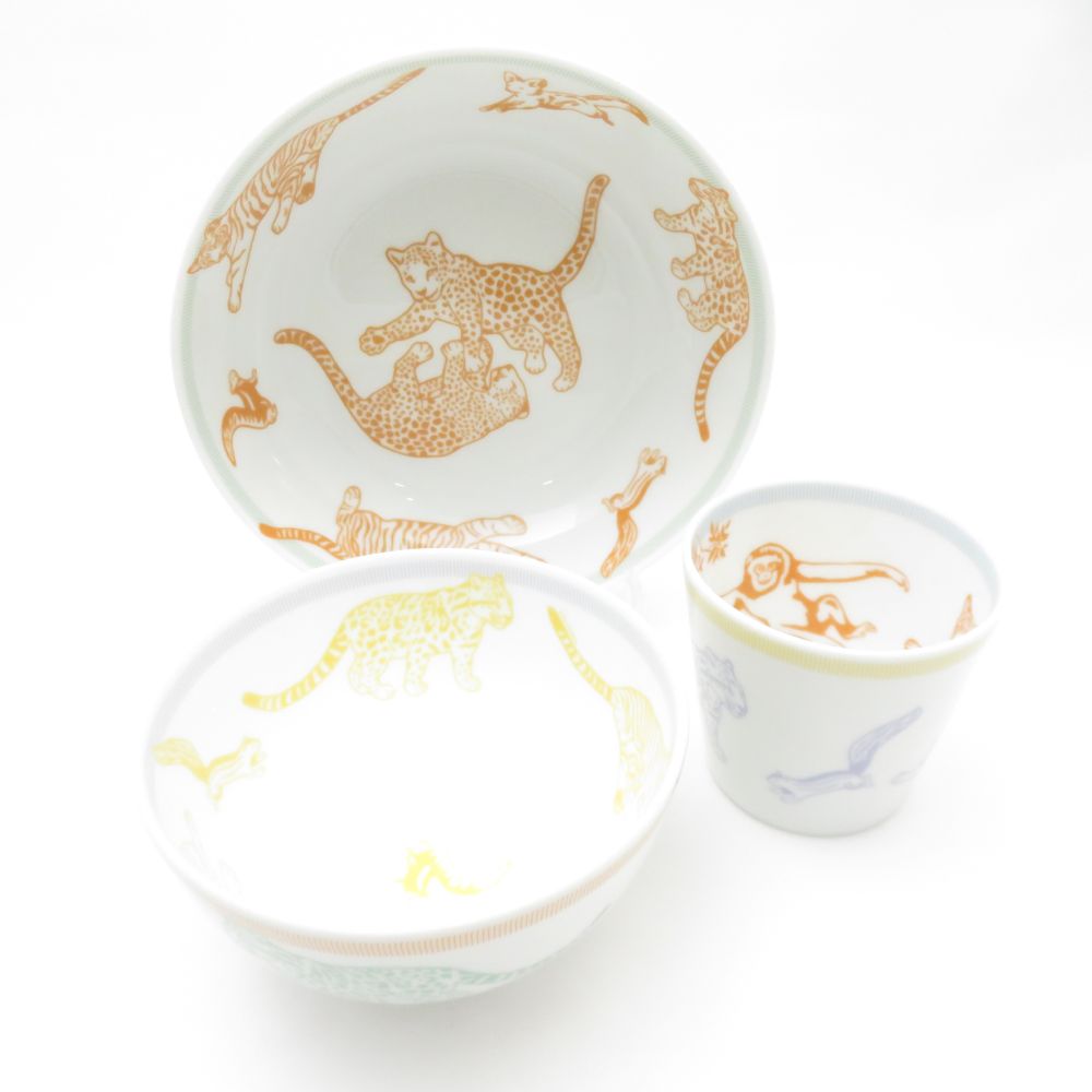 エルメス Petits felins プティフェラン シリアルプレート&ボウル&タンブラー 3点