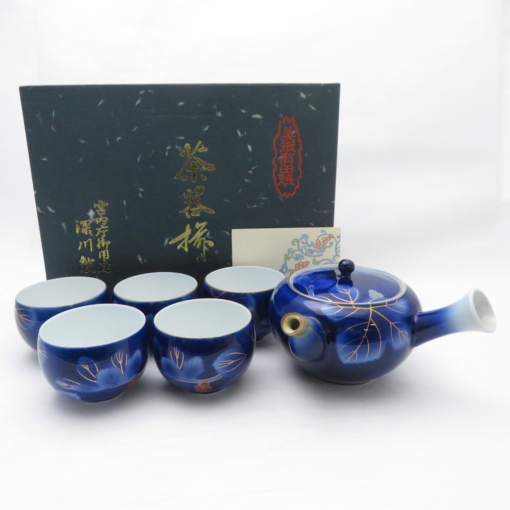 深川製磁 瑠璃葡萄 茶器揃