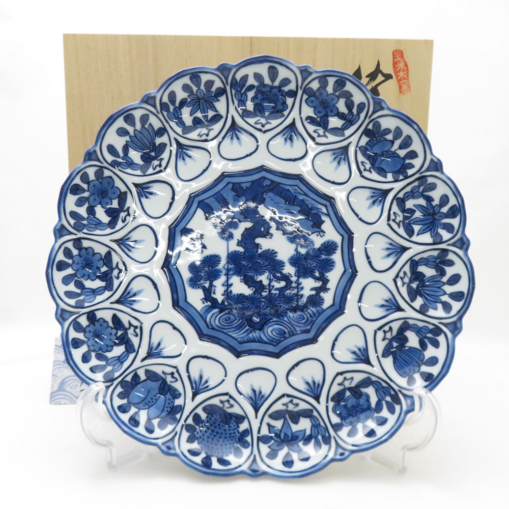 源右衛門窯 染付輪花文 大皿